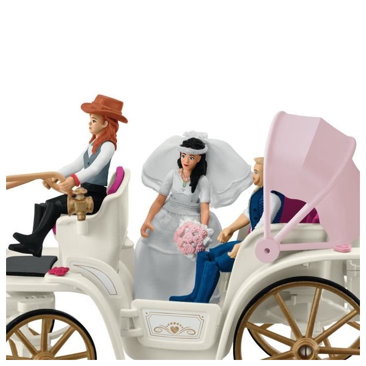 Figurine La caleche des mariés, des 5 ans, schleich 42641 HORSE CLUB, coffret 106 pieces