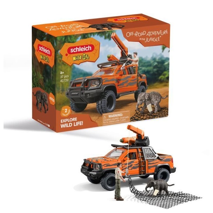 Figurine Aventures en 4x4 dans la jungle, Schleich 42720 Gamme Wild Life Figurine Aventures en 4x4 dans la jungle, Schleich 42720 Gamme Wild Life