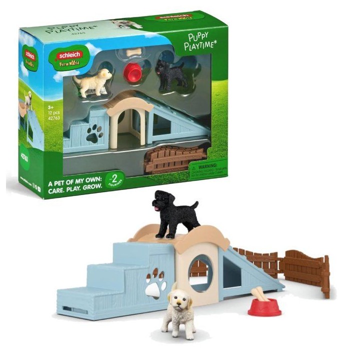 Figurine Aventure amusante pour les chiots, Schleich 42763 Farm World Figurine Aventure amusante pour les chiots, Schleich 42763 Farm World