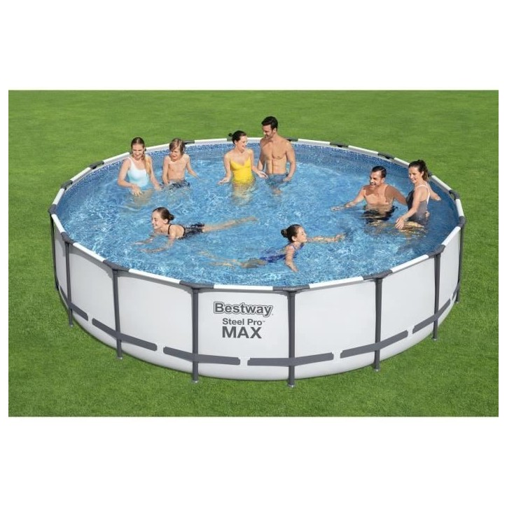 Kit Piscine hors sol tubulaire BESTWAY - Steel Pro Max™ - 549 x 122 cm - Ronde (Avec filtre a cartouche, une bâche et une éc Kit Piscine hors sol tubulaire BESTWAY - Steel Pro Max™ - 549 x 122 cm - Ronde (Avec filtre a cartouche, une bâche et une éc