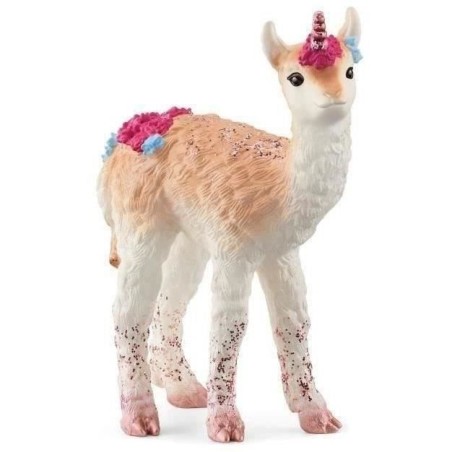 Figurine de Licorne Lama - Figurine Amusante et Durable aux Détails Brillants avec une Corne Brillante en Spirale - Pour Garço