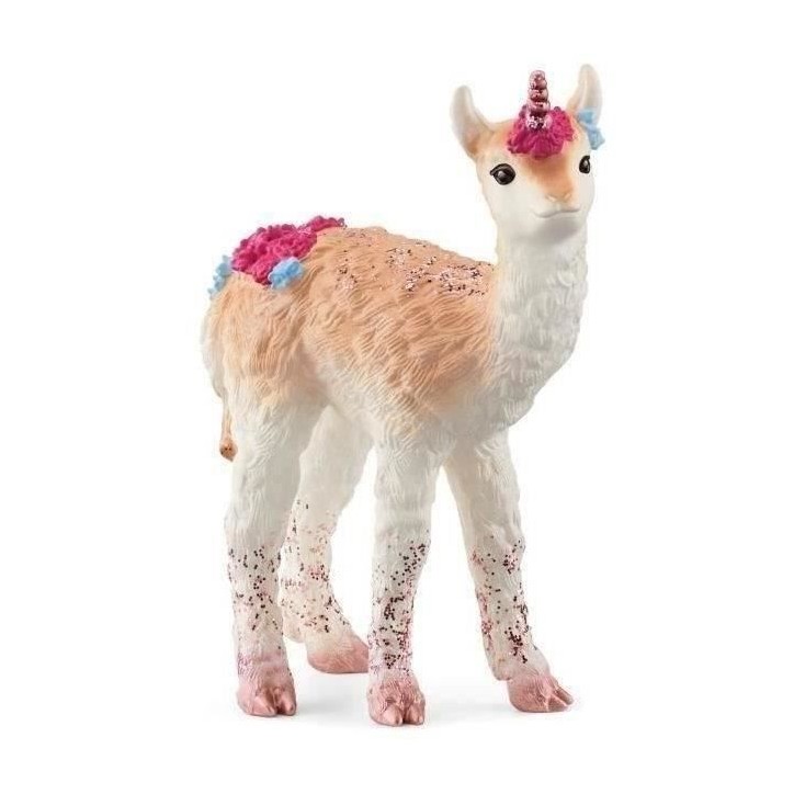 Figurine de Licorne Lama - Figurine Amusante et Durable aux Détails Brillants avec une Corne Brillante en Spirale - Pour Garço