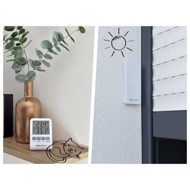 Thermometre digital intérieur/extérieur - SCS SENTINEL - HCN0062 DigiThermo indoor/outdoor - Portée : 60 m - 433 MHz - Blanc Thermometre digital intérieur/extérieur - SCS SENTINEL - HCN0062 DigiThermo indoor/outdoor - Portée : 60 m - 433 MHz - Blanc