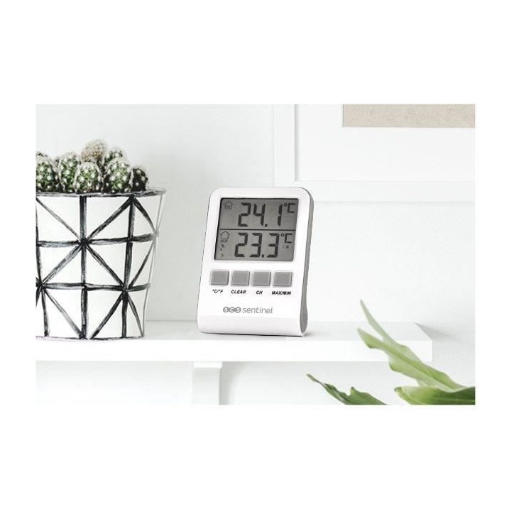 Thermometre digital intérieur/extérieur - SCS SENTINEL - HCN0062 DigiThermo indoor/outdoor - Portée : 60 m - 433 MHz - Blanc Thermometre digital intérieur/extérieur - SCS SENTINEL - HCN0062 DigiThermo indoor/outdoor - Portée : 60 m - 433 MHz - Blanc