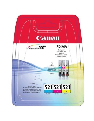 Cartouches d'encre CANON CLI-521 - Pack de 3 - Cyan/Magenta/Jaune