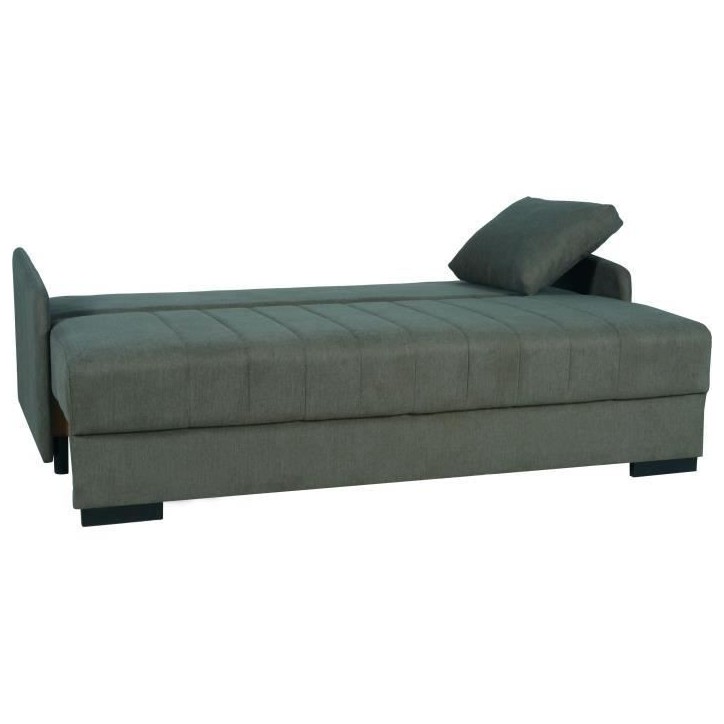 Canapé convertible 3 places - BETTA - Tissu vert foncé - Couchage 145 x 190 cm - Coffre de rangement - 200 x 95 x 91 cm