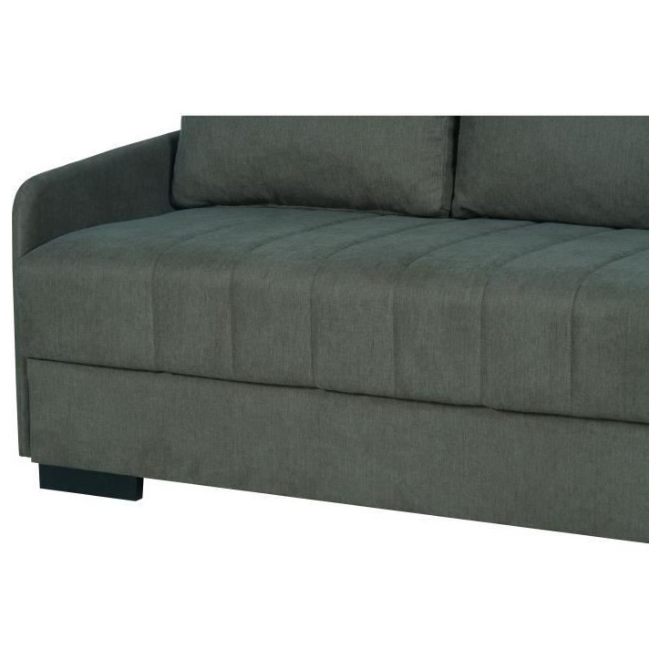 Canapé convertible 3 places - BETTA - Tissu vert foncé - Couchage 145 x 190 cm - Coffre de rangement - 200 x 95 x 91 cm
