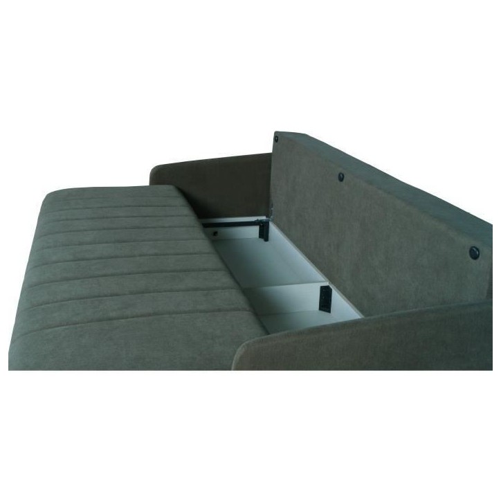 Canapé convertible 3 places - BETTA - Tissu vert foncé - Couchage 145 x 190 cm - Coffre de rangement - 200 x 95 x 91 cm