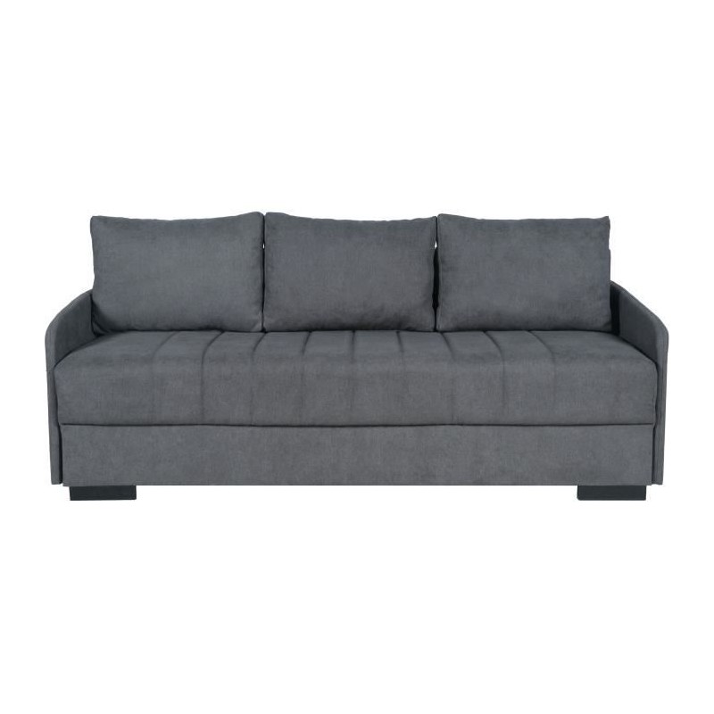 Canapé convertible 3 places - BETTA - Tissu gris clair - Couchage 145 Canapé convertible 3 places - BETTA - Tissu gris clair - Couchage 145