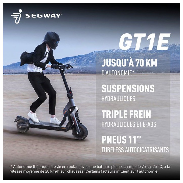 Trottinette électrique - SEGWAY - GT1E - 1500 W - 11 - Autonomie jusqu'a 70 km - 20 AH - Clignotants - Feux Trottinette électrique - SEGWAY - GT1E - 1500 W - 11 - Autonomie jusqu'a 70 km - 20 AH - Clignotants - Feux