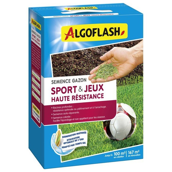 Semences gazon - ALGOFLASH - Sports & jeux - Haute résistance - 2,5 kg Semences gazon - ALGOFLASH - Sports & jeux - Haute résistance - 2,5 kg