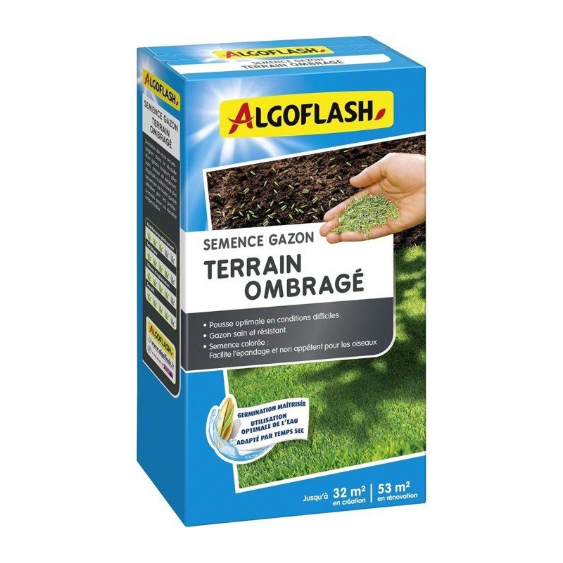 Semences gazon - ALGOFLASH - Terrain ombragé - 800 g