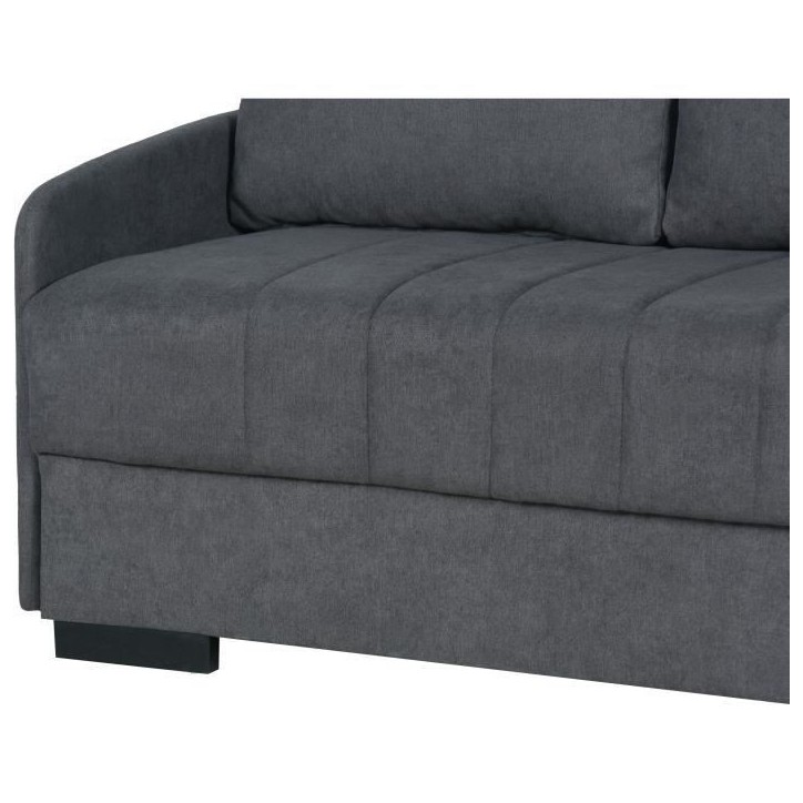 Canapé convertible 3 places - BETTA - Tissu gris clair - Couchage 145 x 190 cm - Coffre de rangement - 200 x 95 x 91 cm