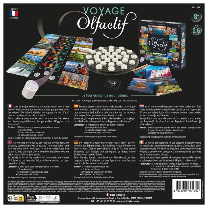 Jeu de société - SENTOSPHERE - Voyage Olfactif - Faire le tour du monde en 31 odeurs - Des 8 ans Jeu de société - SENTOSPHERE - Voyage Olfactif - Faire le tour du monde en 31 odeurs - Des 8 ans