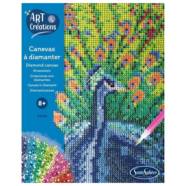 Création a base de mini strass - SENTOSPHERE - Art & Créations - Canevas a Diamanter - Paon - Des 8 ans Création a base de mini strass - SENTOSPHERE - Art & Créations - Canevas a Diamanter - Paon - Des 8 ans