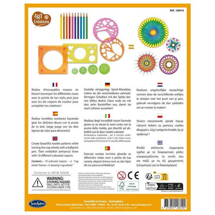 Réaliser Ellipses et Rosase multicolores - SENTOSPHERE - Art & Créations Spiral'Art - 6 roues fournies - Des 6 ans Réaliser Ellipses et Rosase multicolores - SENTOSPHERE - Art & Créations Spiral'Art - 6 roues fournies - Des 6 ans