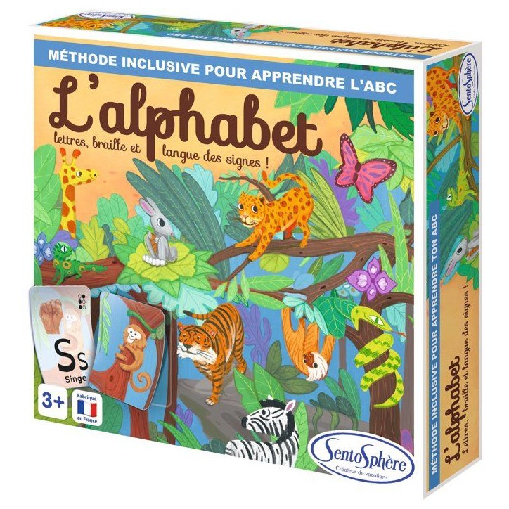 Jeu de société - SENTOSPHERE - L'Alphabet - Majuscule - Minuscule - Braille - Langue des Signes - Des 3 ans Jeu de société - SENTOSPHERE - L'Alphabet - Majuscule - Minuscule - Braille - Langue des Signes - Des 3 ans