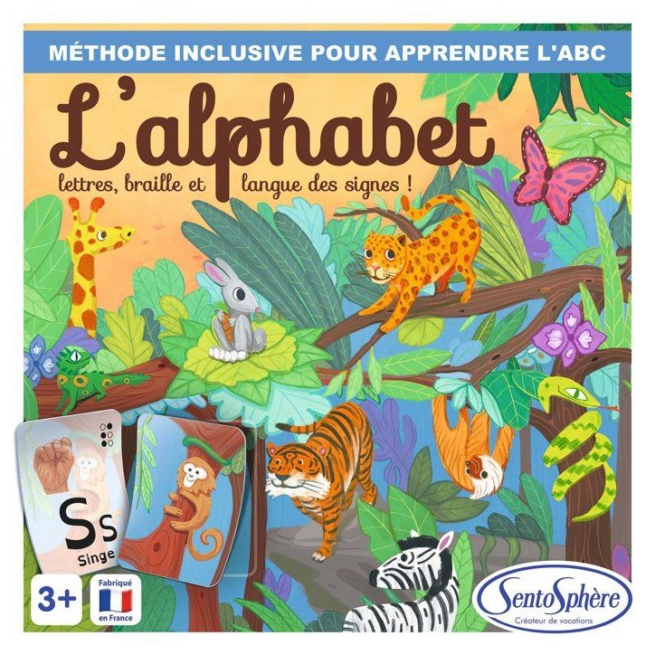 Jeu de société - SENTOSPHERE - L'Alphabet - Majuscule - Minuscule - Braille - Langue des Signes - Des 3 ans Jeu de société - SENTOSPHERE - L'Alphabet - Majuscule - Minuscule - Braille - Langue des Signes - Des 3 ans