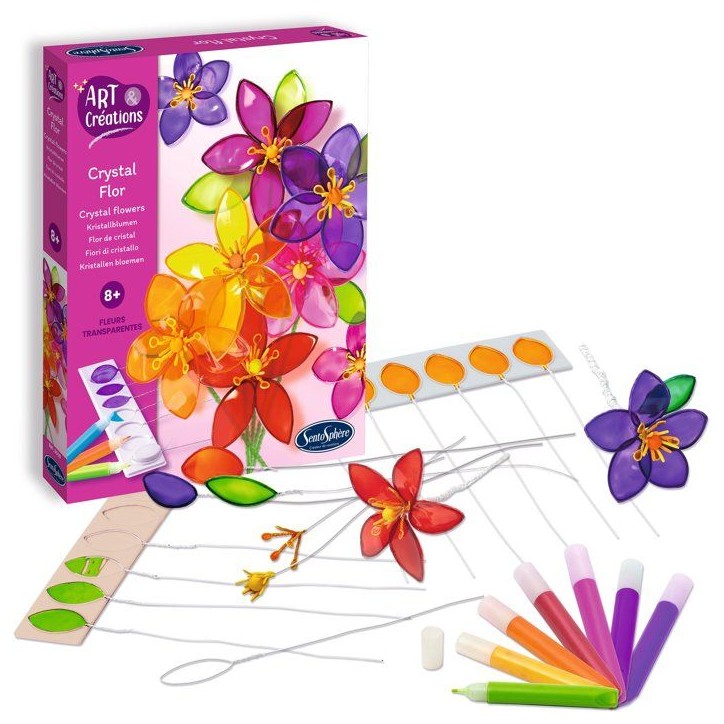 Peinture Vitrail - SENTOSPHERE - Art & Créations - Crystal Flor - 8 fleurs a créer en verre effilé - Des 8 ans Peinture Vitrail - SENTOSPHERE - Art & Créations - Crystal Flor - 8 fleurs a créer en verre effilé - Des 8 ans