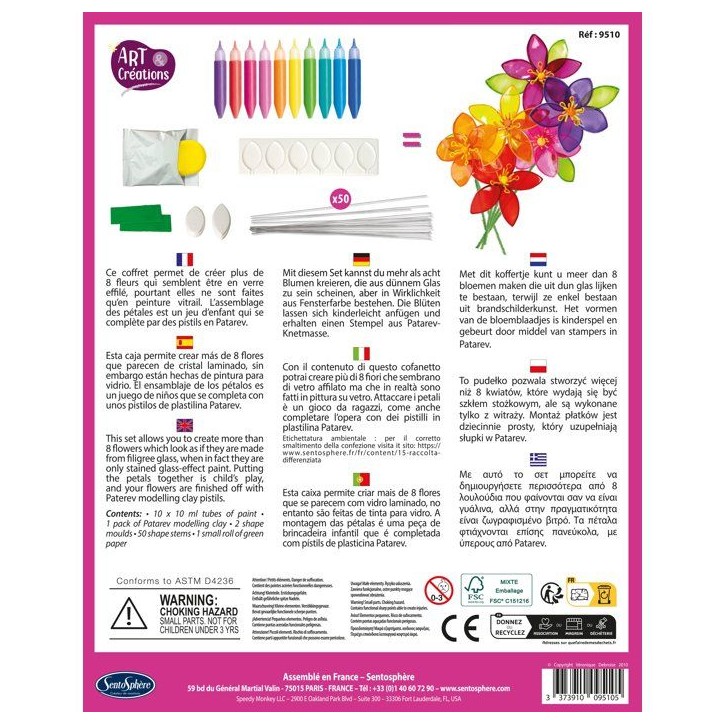 Peinture Vitrail - SENTOSPHERE - Art & Créations - Crystal Flor - 8 fleurs a créer en verre effilé - Des 8 ans Peinture Vitrail - SENTOSPHERE - Art & Créations - Crystal Flor - 8 fleurs a créer en verre effilé - Des 8 ans