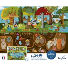 2 Puzzles - SENTOSPHERE - 24 pieces - La Vie Dessus / Vi Dessous - Obs