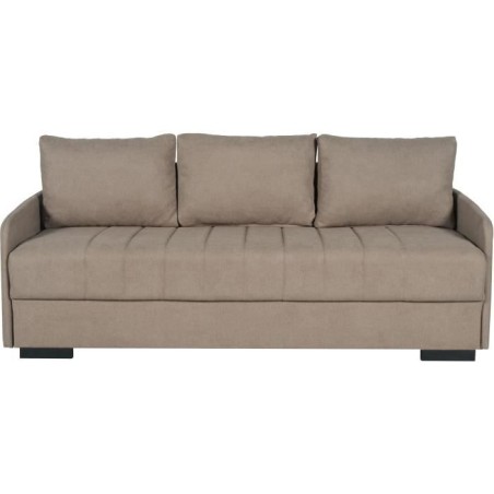 Canapé convertible 3 places - BETTA - Tissu beige - Couchage 145 x 19