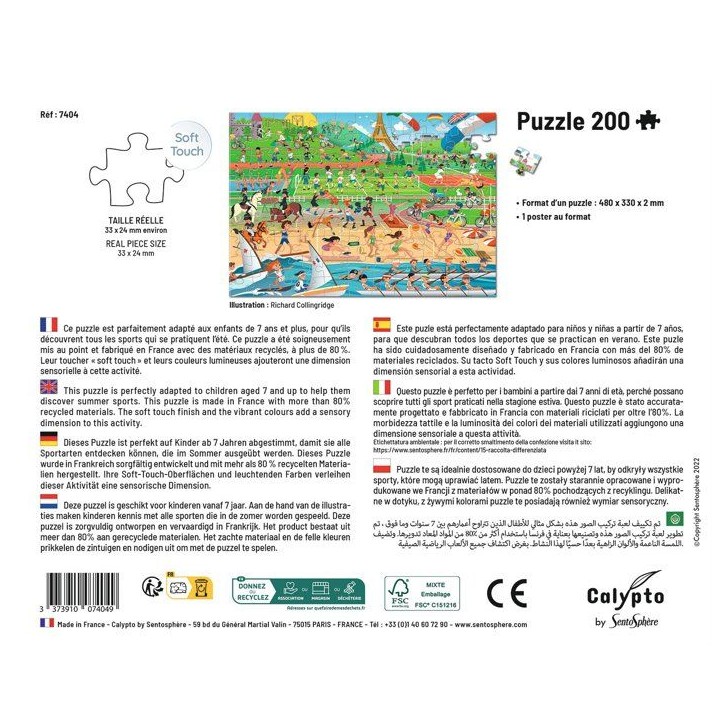 Puzzle - SENTOSPHERE - Calypto - 200 pieces - Les Sports d'été - Des 7 ans Puzzle - SENTOSPHERE - Calypto - 200 pieces - Les Sports d'été - Des 7 ans