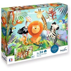 2 Puzzles - SENTOSPHERE - 24 pieces - Animaux Sauvages - Observation -