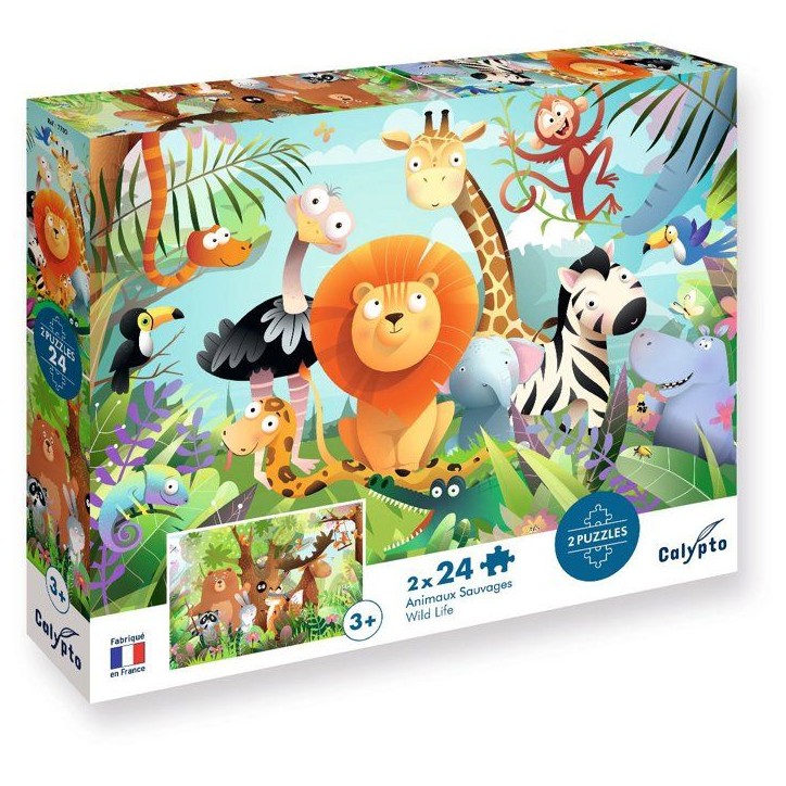 2 Puzzles - SENTOSPHERE - 24 pieces - Animaux Sauvages - Observation - Mémoire - Logique - Des 3 ans 2 Puzzles - SENTOSPHERE - 24 pieces - Animaux Sauvages - Observation - Mémoire - Logique - Des 3 ans