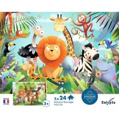 2 Puzzles - SENTOSPHERE - 24 pieces - Animaux Sauvages - Observation -