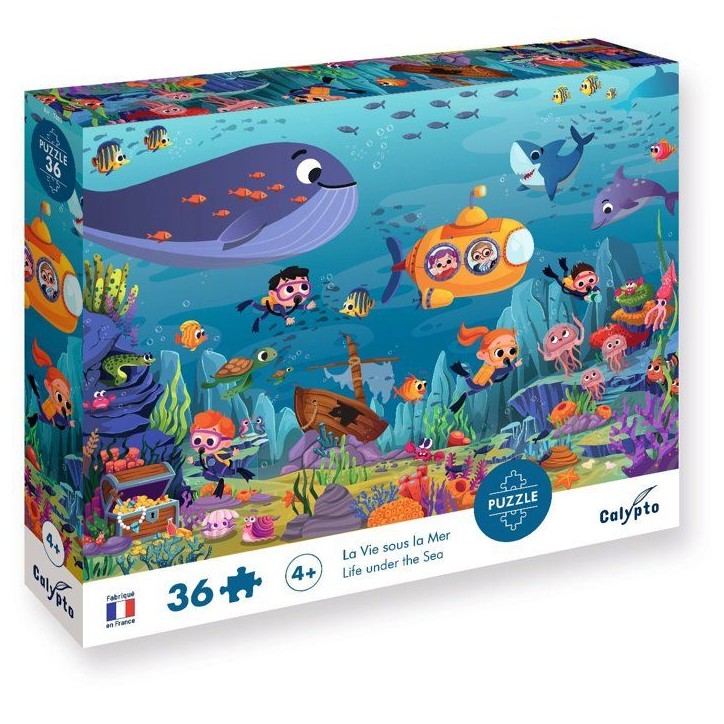 Puzzle - SENTOSPHERE - 36 pieces - La vie sous la mer - Toucher Soyeux - Impression 7 couleurs - Des 4 ans