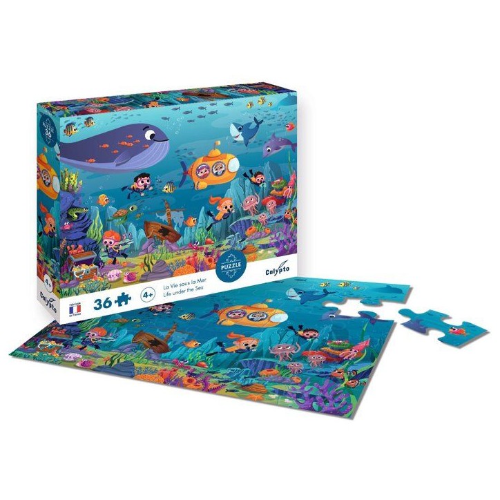 Puzzle - SENTOSPHERE - 36 pieces - La vie sous la mer - Toucher Soyeux - Impression 7 couleurs - Des 4 ans