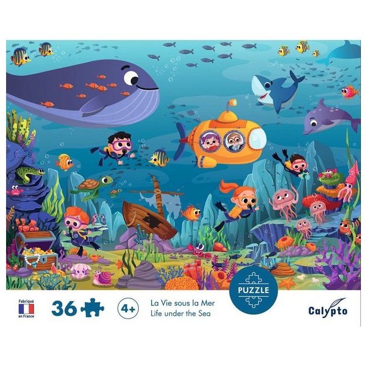 Puzzle - SENTOSPHERE - 36 pieces - La vie sous la mer - Toucher Soyeux - Impression 7 couleurs - Des 4 ans