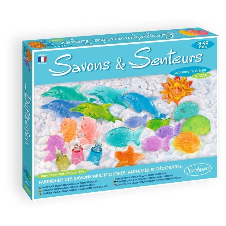 Kit Cosmétique - SENTOSPHERE - Savons et Senteurs - Mouler des savons - Base Glycérine - Parfums et Colorants - Des 8 ans Kit Cosmétique - SENTOSPHERE - Savons et Senteurs - Mouler des savons - Base Glycérine - Parfums et Colorants - Des 8 ans