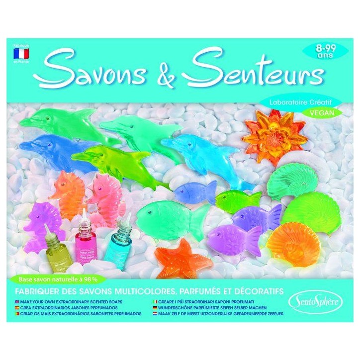 Kit Cosmétique - SENTOSPHERE - Savons et Senteurs - Mouler des savons - Base Glycérine - Parfums et Colorants - Des 8 ans Kit Cosmétique - SENTOSPHERE - Savons et Senteurs - Mouler des savons - Base Glycérine - Parfums et Colorants - Des 8 ans
