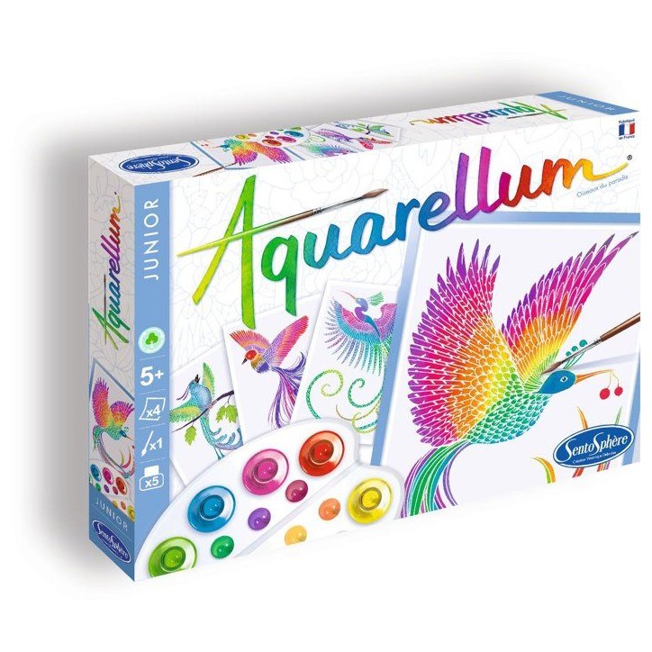 Peinture aquerelle - SENTOSPHERE - Aquarellum Junior - Oiseaux du Paradis - 5 couleurs - Sertissage sur papier Vélin - Des 6 an Peinture aquerelle - SENTOSPHERE - Aquarellum Junior - Oiseaux du Paradis - 5 couleurs - Sertissage sur papier Vélin - Des 6 an