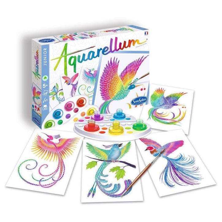 Peinture aquerelle - SENTOSPHERE - Aquarellum Junior - Oiseaux du Paradis - 5 couleurs - Sertissage sur papier Vélin - Des 6 an Peinture aquerelle - SENTOSPHERE - Aquarellum Junior - Oiseaux du Paradis - 5 couleurs - Sertissage sur papier Vélin - Des 6 an