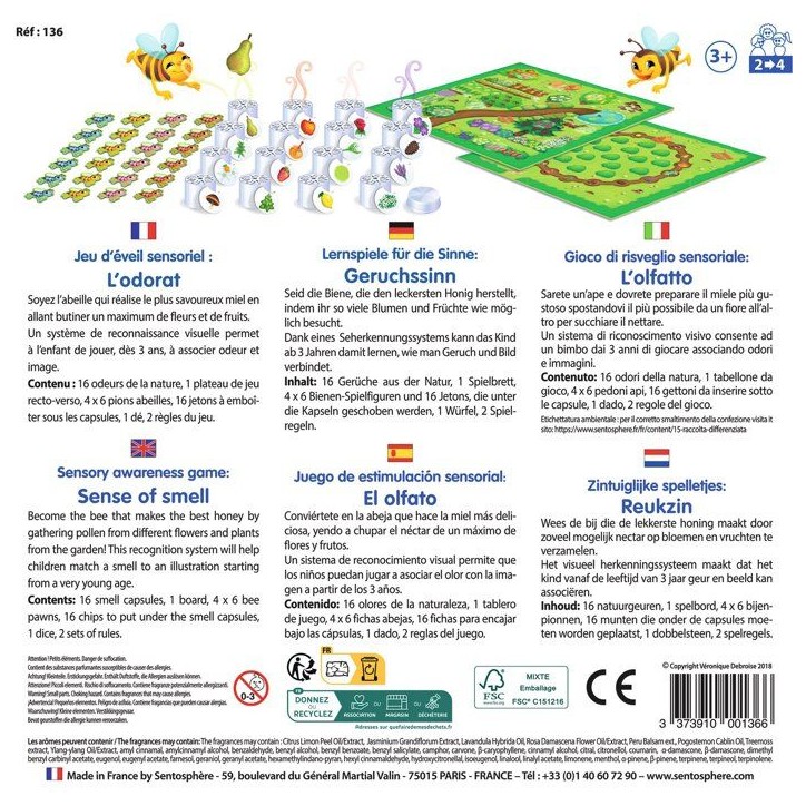 Jeu Sensoriel - SENTOSPHERE - L'Odorat - Associer une odeur a une image - Des 3 ans Jeu Sensoriel - SENTOSPHERE - L'Odorat - Associer une odeur a une image - Des 3 ans