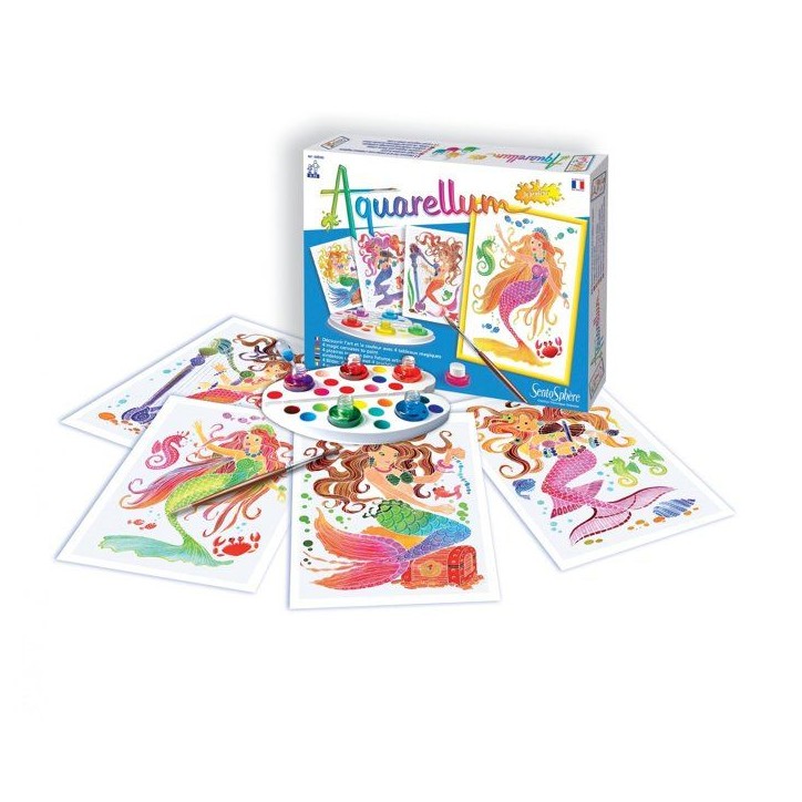 Peinture aquerelle - SENTOSPHERE - Aquarellum Junior - Sirenes - 5 couleurs - Sertissage sur papier Vélin - Des 6 ans Peinture aquerelle - SENTOSPHERE - Aquarellum Junior - Sirenes - 5 couleurs - Sertissage sur papier Vélin - Des 6 ans