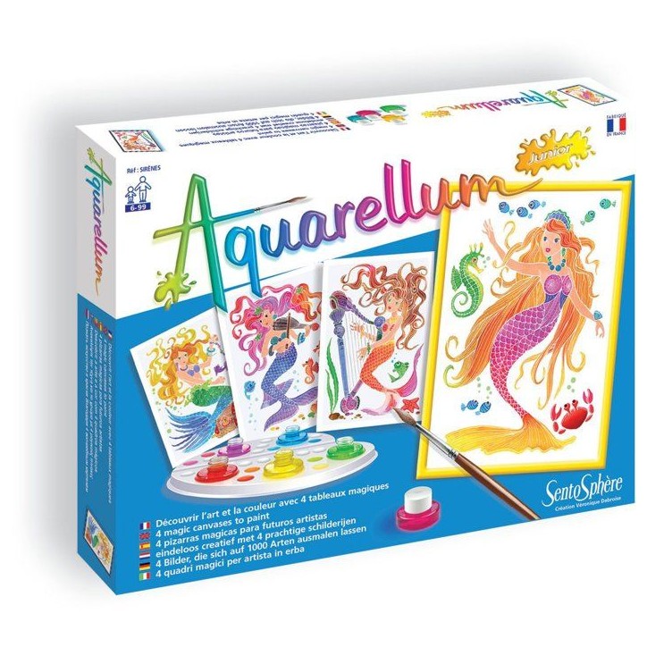 Peinture aquerelle - SENTOSPHERE - Aquarellum Junior - Sirenes - 5 couleurs - Sertissage sur papier Vélin - Des 6 ans Peinture aquerelle - SENTOSPHERE - Aquarellum Junior - Sirenes - 5 couleurs - Sertissage sur papier Vélin - Des 6 ans