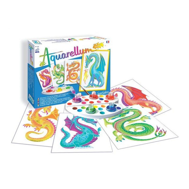 Peinture aquerelle - SENTOSPHERE - Aquarellum Junior - Dragons - 5 couleurs - Sertissage sur papier Vélin - Des 7 ans Peinture aquerelle - SENTOSPHERE - Aquarellum Junior - Dragons - 5 couleurs - Sertissage sur papier Vélin - Des 7 ans