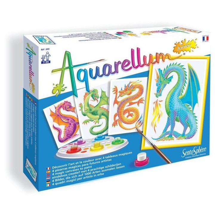 Peinture aquerelle - SENTOSPHERE - Aquarellum Junior - Dragons - 5 couleurs - Sertissage sur papier Vélin - Des 7 ans Peinture aquerelle - SENTOSPHERE - Aquarellum Junior - Dragons - 5 couleurs - Sertissage sur papier Vélin - Des 7 ans