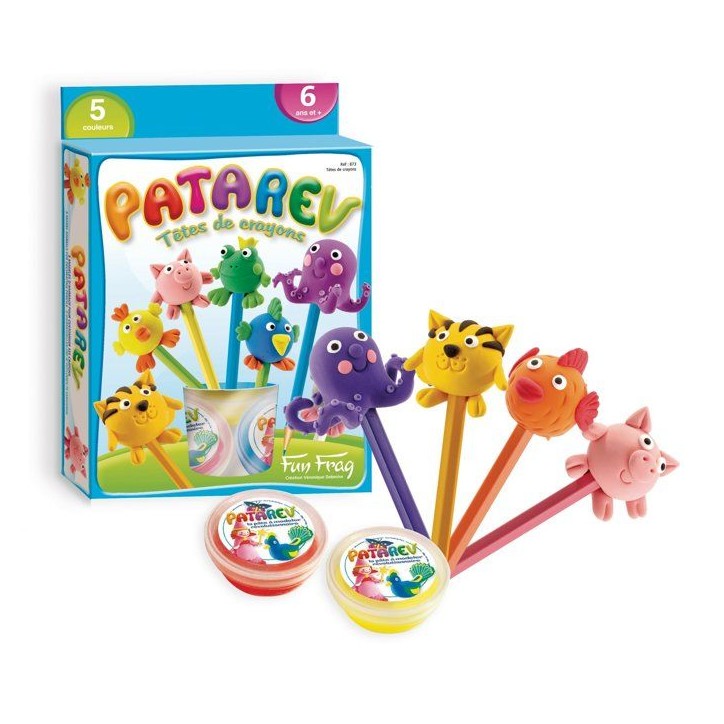 Pate a modeler - SENTOSPHERE - Patarev - Blister - Tetes de Crayon - 5 pots de couleur - 8 tetes d'animaux - Des 6 ans Pate a modeler - SENTOSPHERE - Patarev - Blister - Tetes de Crayon - 5 pots de couleur - 8 tetes d'animaux - Des 6 ans