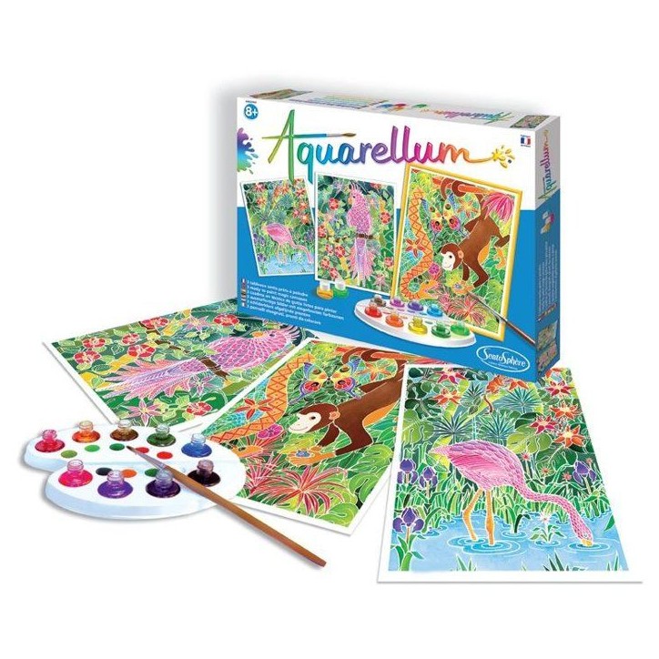 Peinture aquerelle - SENTOSPHERE - Aquarellum - Amazone - 9 couleurs - 3 tableaux - Sertissage sur papier Vélin - Des 7 ans Peinture aquerelle - SENTOSPHERE - Aquarellum - Amazone - 9 couleurs - 3 tableaux - Sertissage sur papier Vélin - Des 7 ans
