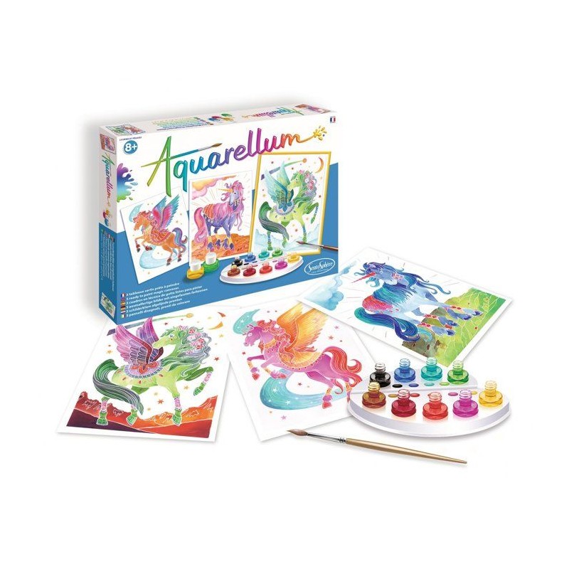 Peinture aquerelle - SENTOSPHERE - Aquarellum - Licornes et Pégases -