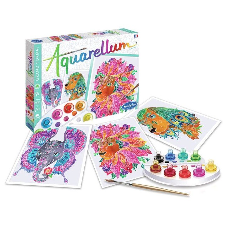 Peinture aquerelle - SENTOSPHERE - Aquarellum - Chimeres - 9 couleurs - 3 tableaux - Sertissage sur papier Vélin - Des 7 ans Peinture aquerelle - SENTOSPHERE - Aquarellum - Chimeres - 9 couleurs - 3 tableaux - Sertissage sur papier Vélin - Des 7 ans