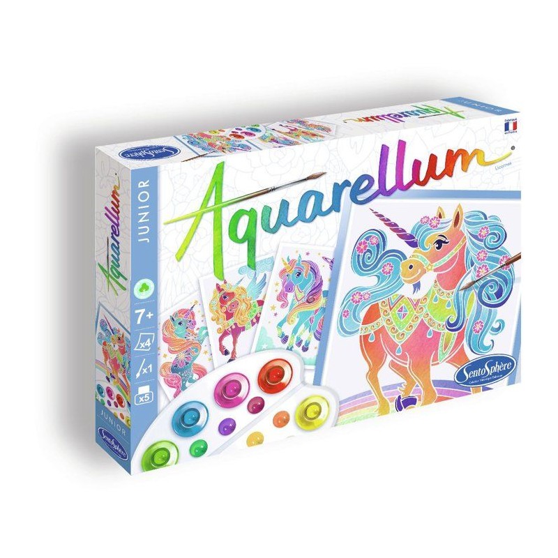 Peinture aquerelle - SENTOSPHERE - Aquarellum Junior - Licornes - 5 co