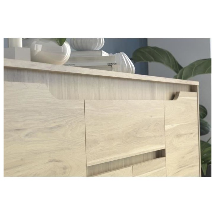 Ensemble Table basse avec coffre, Meuble Tv et Buffet - BETTY - Panneau de particules - Décor Chene - PARISOT