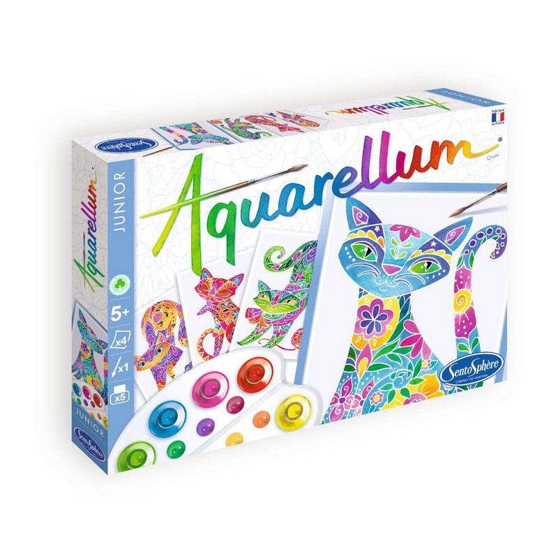 Peinture aquerelle - SENTOSPHERE - Aquarellum Junior - Chats - 5 coule