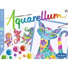 Peinture aquerelle - SENTOSPHERE - Aquarellum Junior - Chats - 5 couleurs - Sertissage sur papier Vélin - Des 6 ans